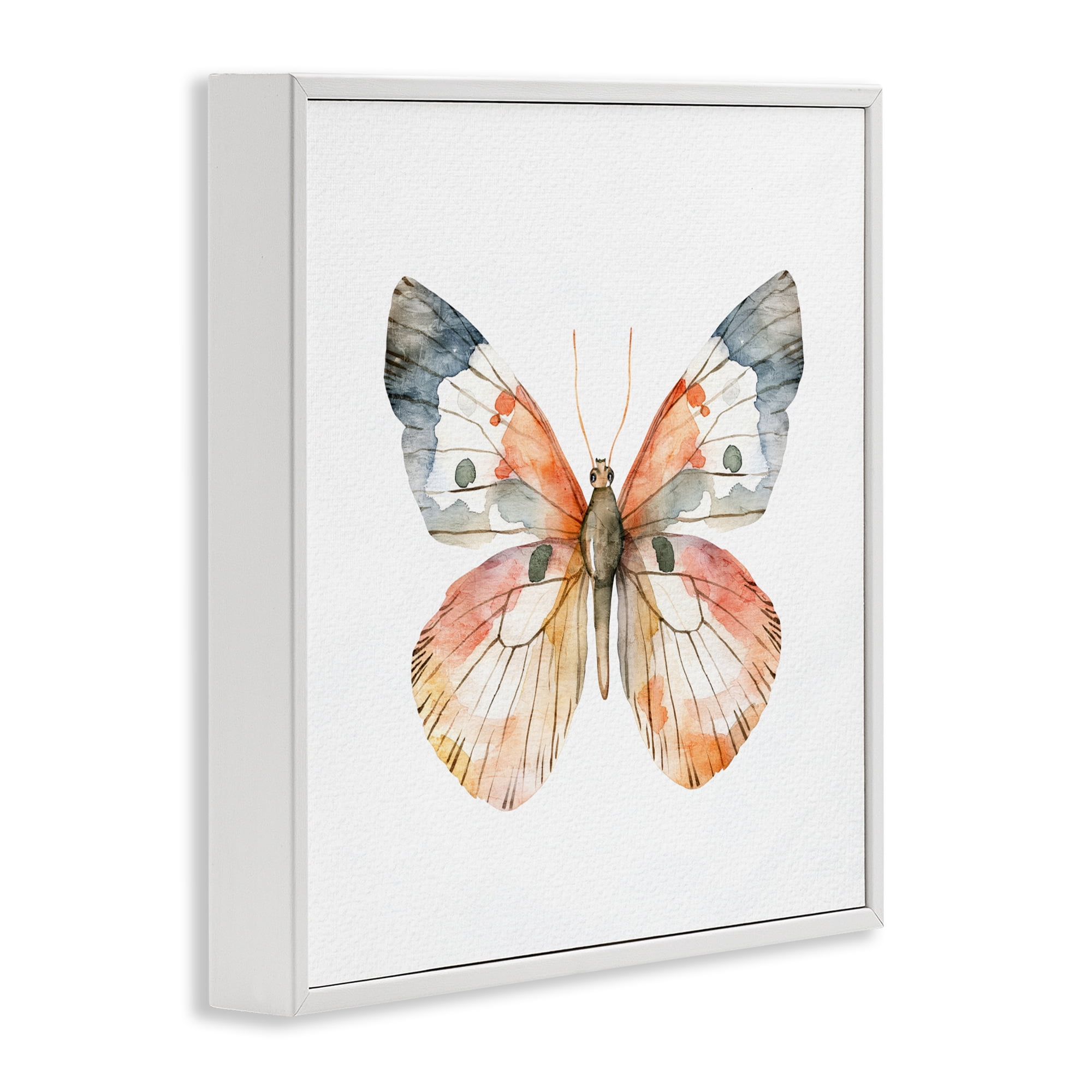 Stupell Industries Warm Watercolor Butterfly White Framed Giclee Art, design by Kim Allen