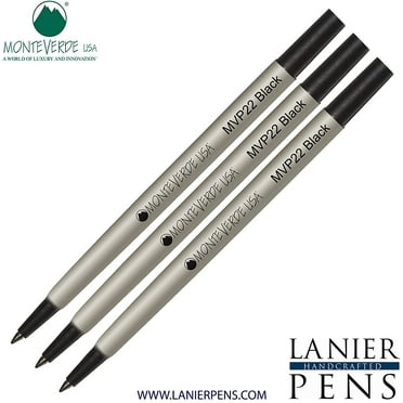 Lanier Combo Pack - 3 Pack - Monteverde Rollerball P22 Paste Ink Refill Compatible with most Parker Style Rollerball Pens - Black (Fine Tip 0.6mm)