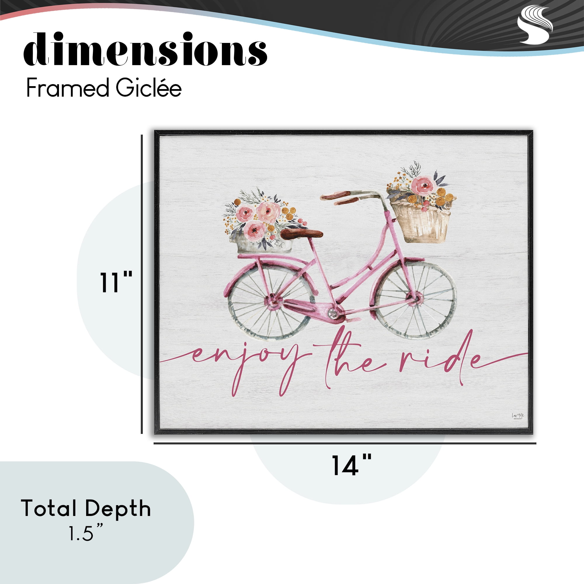 Stupell Industries Enjoy The Ride Bicycle Black Framed Giclee Art, design by Lux + Me Designs