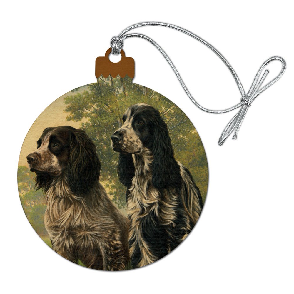 Pair of English Cocker Spaniel Dogs Wood Christmas Tree Holiday
