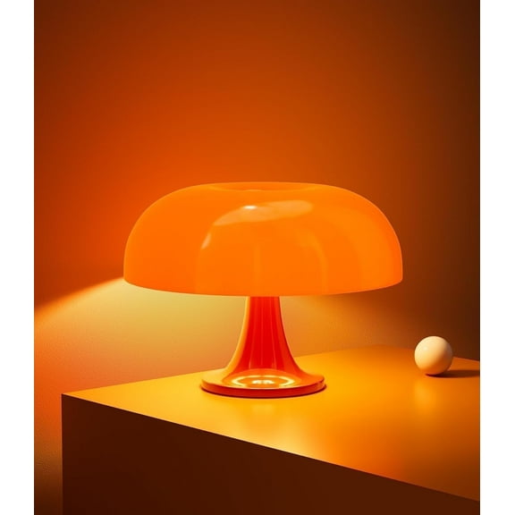 Hnjugfe Midcentury Modern 1-Light LED Desk Lamp Mushroom Table Lamp, Dimmable Table Lamp for Bedroom, Orange Adjustable Light Color Temperature Lighting Home Decor Night Light for Bedside