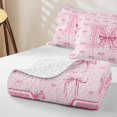 thumbnail image 4 of Erosebridal Kawaii Letter M Quilt King for Girls, Watercolor Bow Print King Coverlet Set, 3pcs, 4 of 7