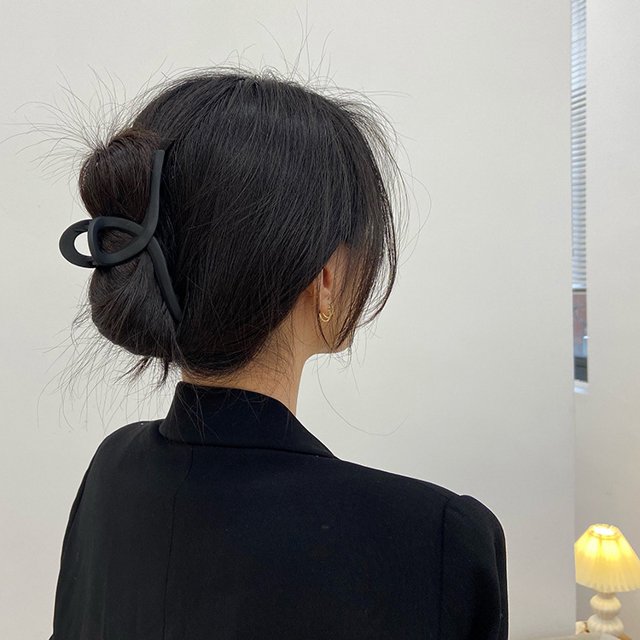 (Negro) Pinza de pelo negra Vintage de gran tamaño para mujer, clip de tiburón de viento frío de otoño