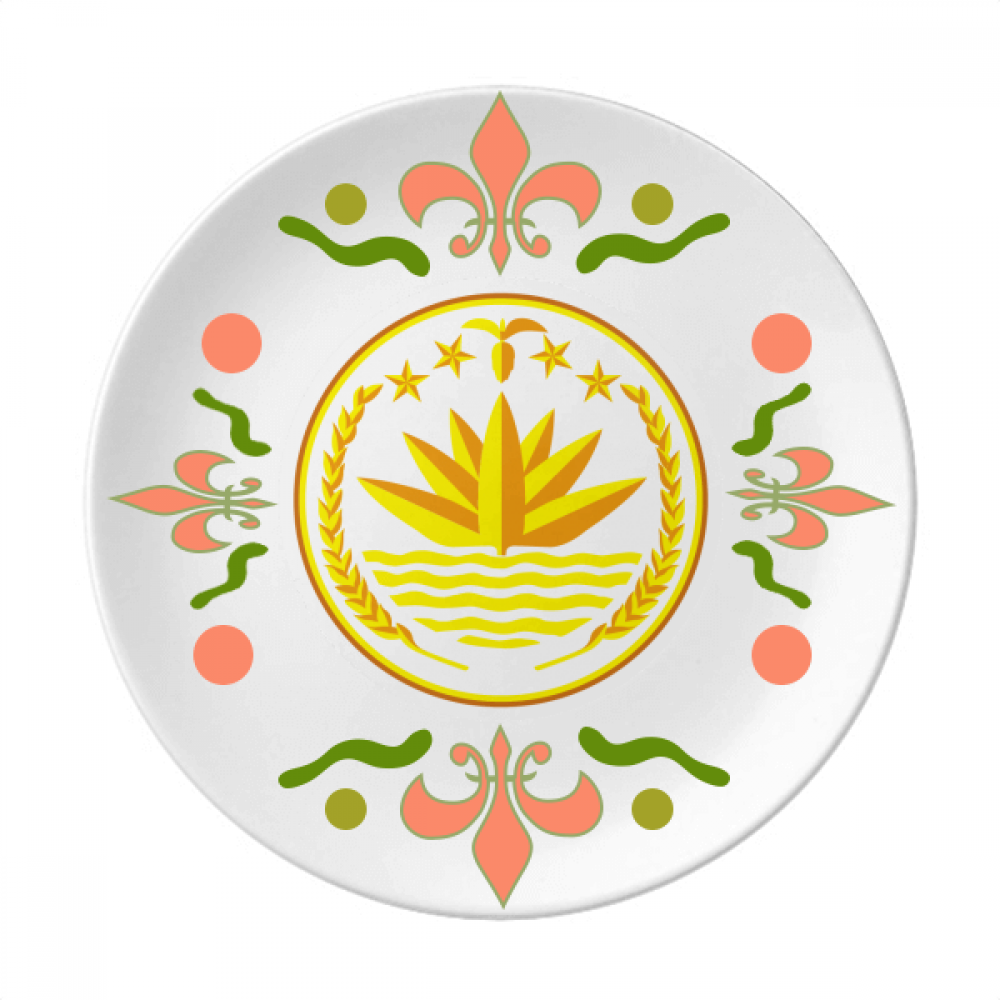 Dhaka Bangladesh National Emblem Flower Ceramics Plate Tableware Dinner