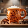 thumbnail image 4 of Witch Cauldron Shaped Coffee Cup, 4-Footed Ceramic Pumpkin Mug, Multicolor Halloween Drinkware, Reusable Cup for Hot Cocoa, Tea, Daily Drinking and Party Favors, 4 of 5