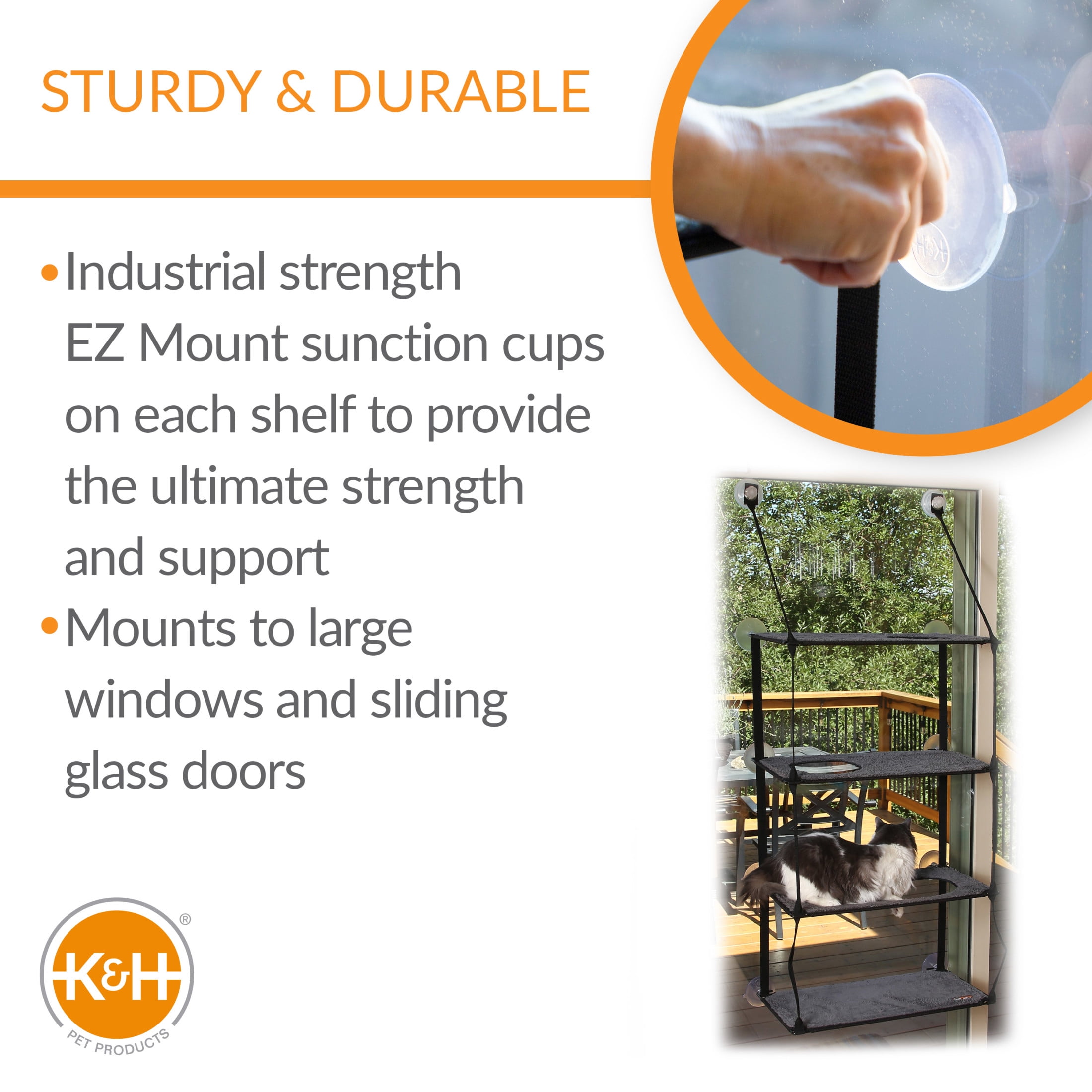 K&H Pet Products EZ Mount Window Kitty Sill Quad Stack Gray 12 X 23 Inches