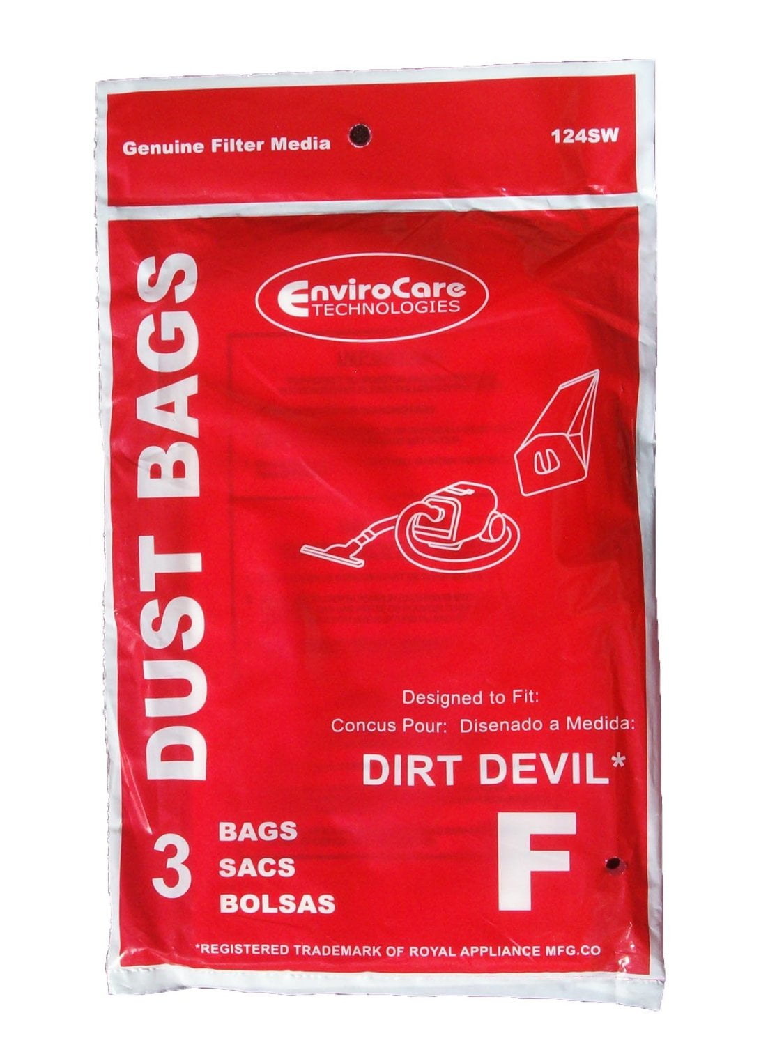 3 Royal Dirt Devil Canister Type F Allergy Vacuum Bags, Can Vac, Power