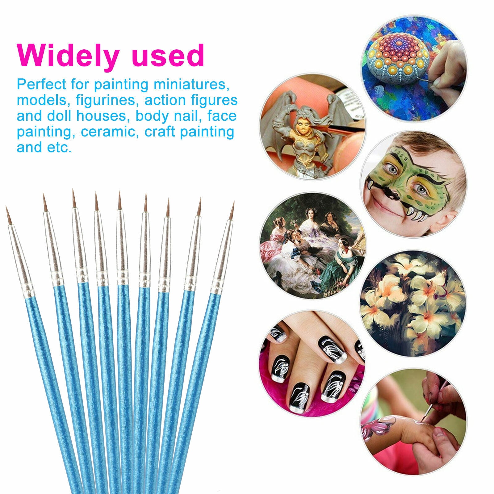 100Pcs Round Paint Brushes Small Paint Brushes Classroom Brushes Set for Face Acrylic Watercolor Oil and Crafts Model Canvas Painting