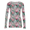 thumbnail image 7 of Christmas Graphic T-Shirt for Women Long Sleeve - Soft Slim Fit Crewneck Top, Cute Holiday Print Casual Tee, 7 of 7