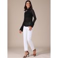 thumbnail image 3 of DARING DIVA Women's Lace High Neck Bell Long Sleeve Sheer Mesh Blouses XL Black, 3 of 6