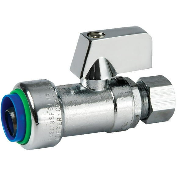 1/2" Push Fit x 3/8" Compression Push 'N' Connect Straight Supply Stop Valve