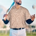 thumbnail image 5 of KLL Beige Sparkling Glitter for Men's Baseball Shirts,Short Sleeve Casual Shirts Button Down Shirt for Men Beach Summer Wedding Shirt-Large, 5 of 7