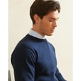 thumbnail image 4 of Kallspin Men's Cotton Crew Neck Sweater Regular Fit Long Sleeve Pullover Casual Cozy Stylish Sweater((Navy Blue,Medium), 4 of 8