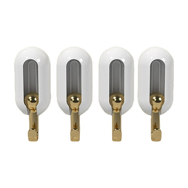 GROWTH TANK 4Pcs Sticky Wall Hooks Keys Holder Without Nails Reusable Utility Hooks Adhesive White
