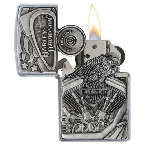 chrome motorcycle cigarette lighter Zippo Harley-Davidson Street Chrome Windproof Motorcycle Lighter with Full  Face Emblem