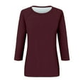 thumbnail image 3 of TYGHBN Women 3/4 Sleeve Top Summer Casual Versatile Raglan Shirt Round Neck Casual Shirt Top 2 T Women Tops Summer Large Long Exercise Shirts Women Women Athletic Shirt Space Pack Swim Tee Women, 3 of 3