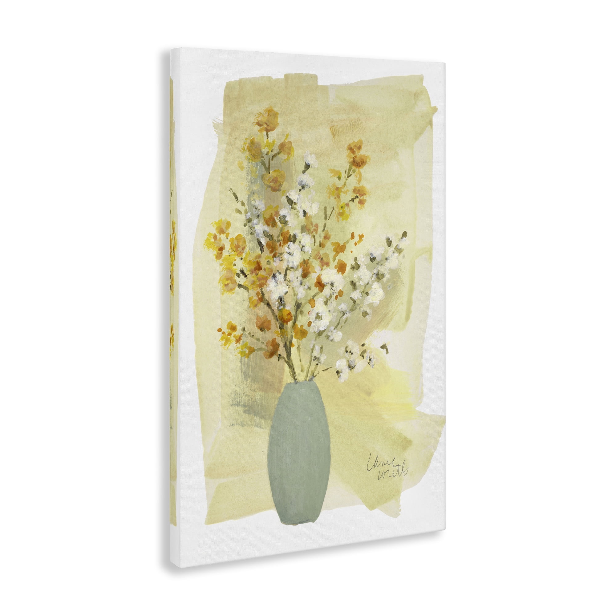 Stupell Industries Wildflowers Bloom Blue Vase Floral & Botanical Painting Wrapped Canvas Art Print Wall Art, 24 x 36