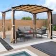 thumbnail image 3 of Outdoor Patio Pergola, 9 x 11ft Arched Gazebo with Waterproof Sun Shade Shelter and Awning Steel Frame Grape Gazebo, Heavy-Duty Outdoor Shelter for Garden Backyard, 3 of 8