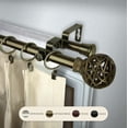thumbnail image 3 of 66" to 120" Adjustable 3/4" Dia Double Curtain Rod in Antique Brass with Matthias Finials,(4788-664), 3 of 3