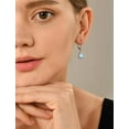 thumbnail image 4 of Divine Creation 1.50 Ct Pear Cut Aquamarine & Diamond Leverback Drop Dangle Earring's 14K White Gold Plated 925 Sterling Silver For Women's, 4 of 4