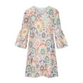 thumbnail image 5 of Njoeus Women Boho Vintage Ethnic Print Tunic Dress V Neck 3/4 Sleeve Casual Loose Flowy Dresses, 5 of 8
