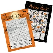 Distinctivs Halloween Party Games Word Search and Picture Hunt - Orange Black - 25 Pack