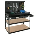thumbnail image 6 of Workbench,48 inch Workbench with Drawers, Pegboard, Hooks, USB Sockets, Three-tier Storage Platform,1000 LBS Load Capacity,Work Bench for Garage, Offices, and Home Workspace, 6 of 9