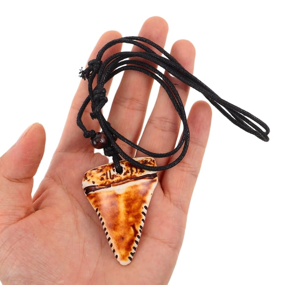 OFFIGAM 4Pcs Shark Tooth Necklace for Men with Faux Bone Carving Adjustable Coastal Style Jewelry