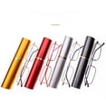 thumbnail image 5 of Silver Pen Pocket Case Mini Reading Glasses +2.25 Portable Metal Readers Mens Ultralight Metal Presbyopia Glasses With Aluminum Pen Box, 5 of 7