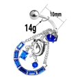 thumbnail image 5 of Belly Navel Ring Reverse Dangle Surgical Steel Blue Star CZ Gems Dolphin 14g, 5 of 5