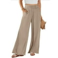 thumbnail image 2 of Womens Daily Elastic Waist Workout Trousers Solid Long Pants Loose Casual Pockets Trousers, 2 of 6