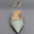 thumbnail image 3 of FSJ Women Classic Kitten Low Heel Ankle Buckle Strap Pumps Pointy Close Toe Sandals Elegant Working Office Party Dress Shoes Size 14 Green, 3 of 4