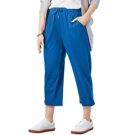 Cotton Spandex Knit Pants - Plus Size Sport Knit Capri Pant