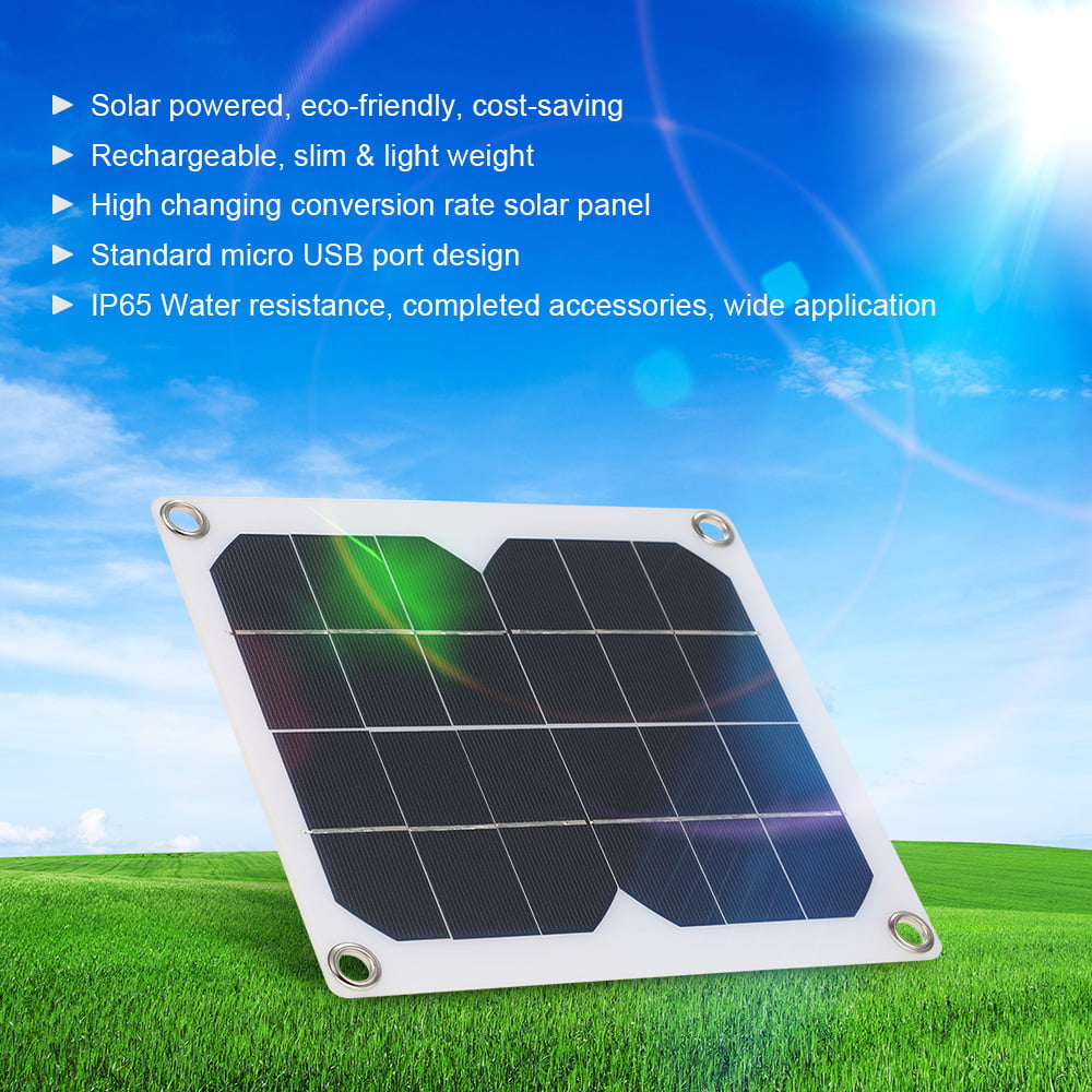 Lixada Solar Charger 5W Portable Ultra Thin Monocrystalline Silicon Solar Panel DC5V USB Port IP65 Water Resistance for Camping Fishing Hiking Outdoor Lighting Riding Climbing Use 