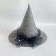 thumbnail image 7 of Quealent Kids Witch Hat Girls Lace Halloween Hat for kids Youth Teens Halloween Decorations Party (Light Gray, One Size), 7 of 7