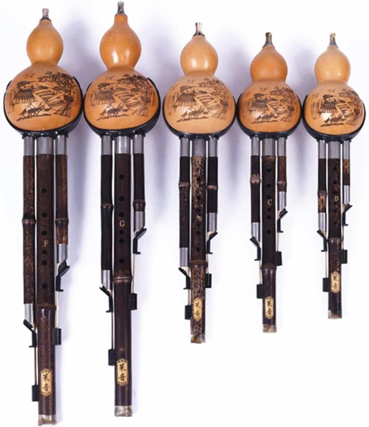 Bamboo Flute Hulusi 3 Tone Gourd Flauta Crashproof Calabash Hulusi Folk Musical Instruments Professional Cucurbit Flauta Chin, [Energy Class A]