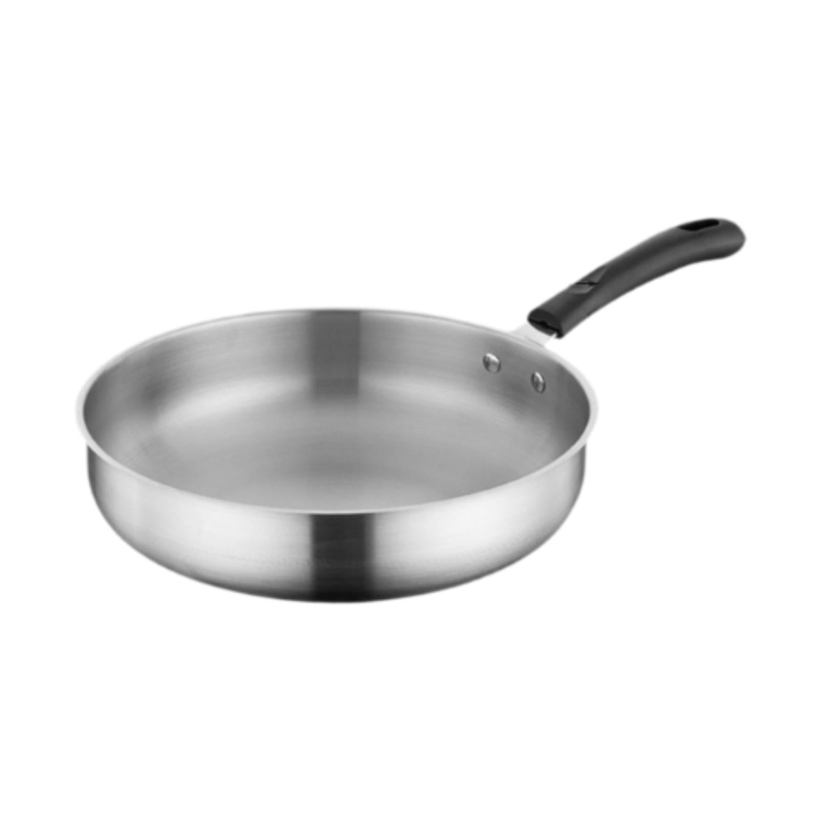 Wswqop Camping Frying Pan Deep Fry Pan Non Stick Cooker Gift Kitchen Cookware Stainless 27.3cm