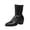 Black, variant on Women Boots Pointed Toe Mid Calf Boots with Back Zipper Comfort PU Slouch Shoes with Stacked Block Heel for Fall Winter Casual Outdoor Daily Wear