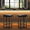 thumbnail image 2 of 24Inch Tall Bar Stools Set of 2 or 4, Counter Height Backless Barstools with Footrest and Metal X-Frame, Upholstered PU Leather Seats, Modern Kitchen Stools for Island, Home Bar, Dining Room ﻿, 2 of 7