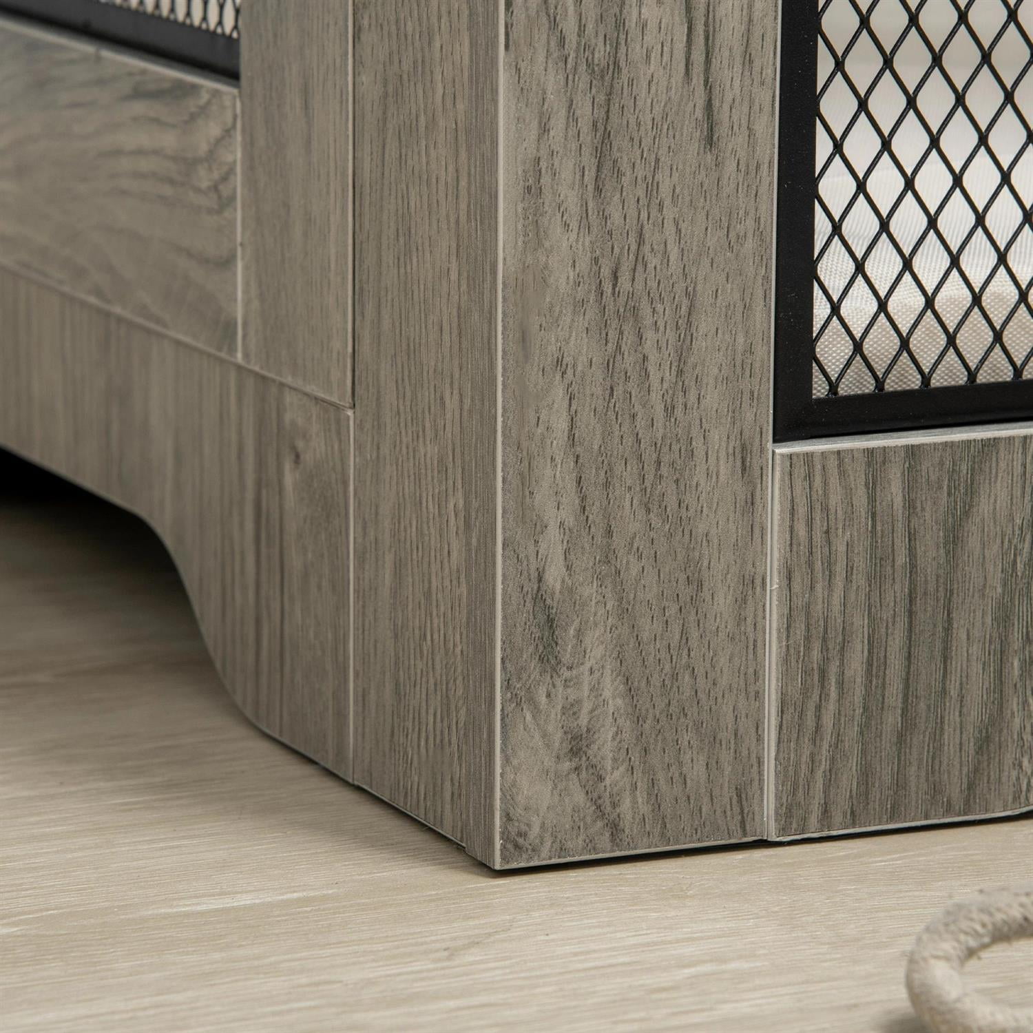 Pefilos 37" Dog Crate Furniture with Soft Water-Resistant Cushion, Drawer, Wooden Kennel Table, Indoor Dog House for Small Dogs, Gray