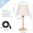 thumbnail image 5 of Wood Table Lamp Set of 2, Small Bedside Lamp with Linen Lampshade, 5 of 5
