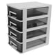 thumbnail image 5 of GOOHOCHY Armario de almacenamiento de cuatro capas para el hogar, con cajones de plástico, portátil, multifunción, resistente al polvo, organizador de muebles (marco blanco y negro transparente)., 5 of 7