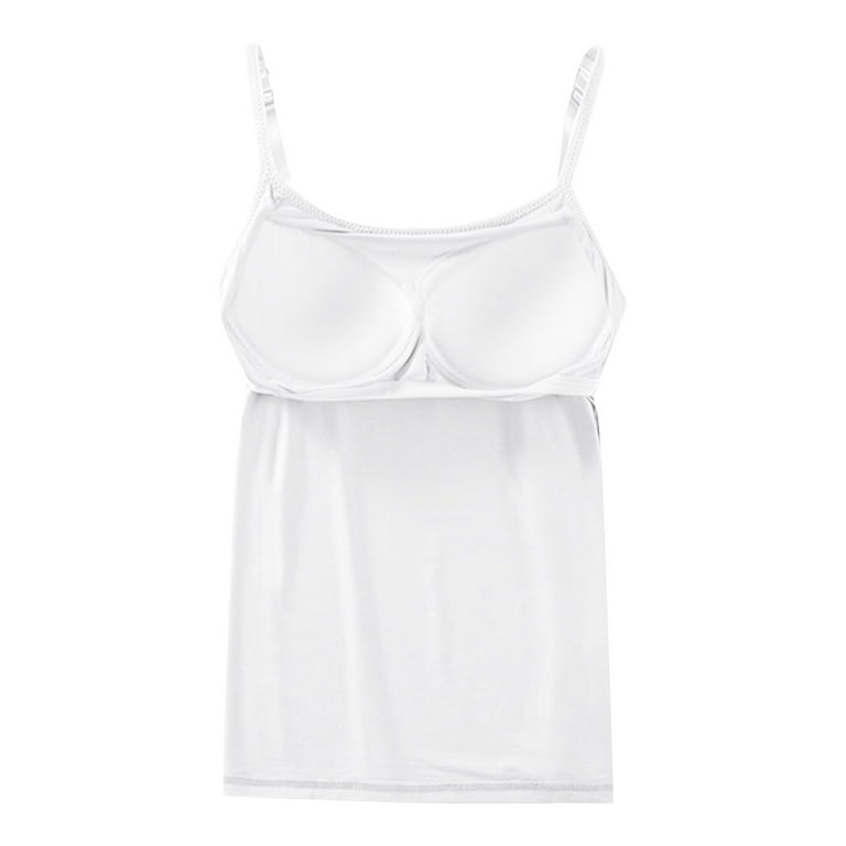 Bazyrey Womens Bras Push Up Underwire Bra Bras Top For Tank Tops Adjustable  Strap Camisole With Built In Padded Bra Vest Cami Sleeveless Basic Solid  Sexy V Neck Full Figure Bras White,M (