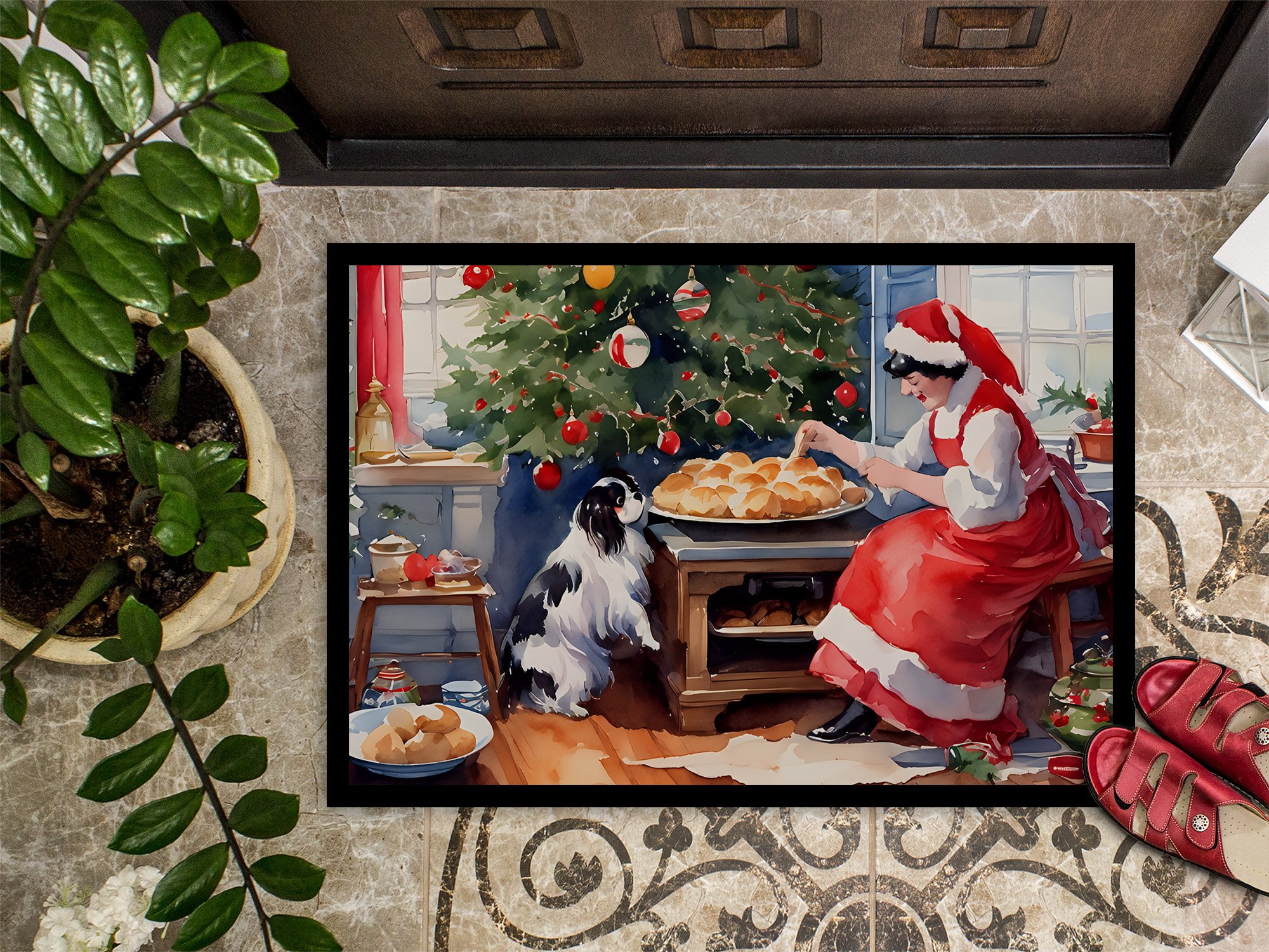 Carolines Treasures DAC3829MAT 18 x 27 in.  Japanese Chin Christmas Cookies Doormat
