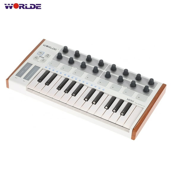Worlde Ultra-Portable Mini Professional 25-Key USB MIDI Drum Pad and Keyboard Controller