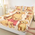 thumbnail image 5 of Manfei Cute Bowknot Puppy Queen Sheets, Golden Retriever Queen Sheet Sets, Beige Cream, 4pcs, 1 Flat Sheet, 1 Fitted Sheet and 2 Pillowcases, 5 of 6