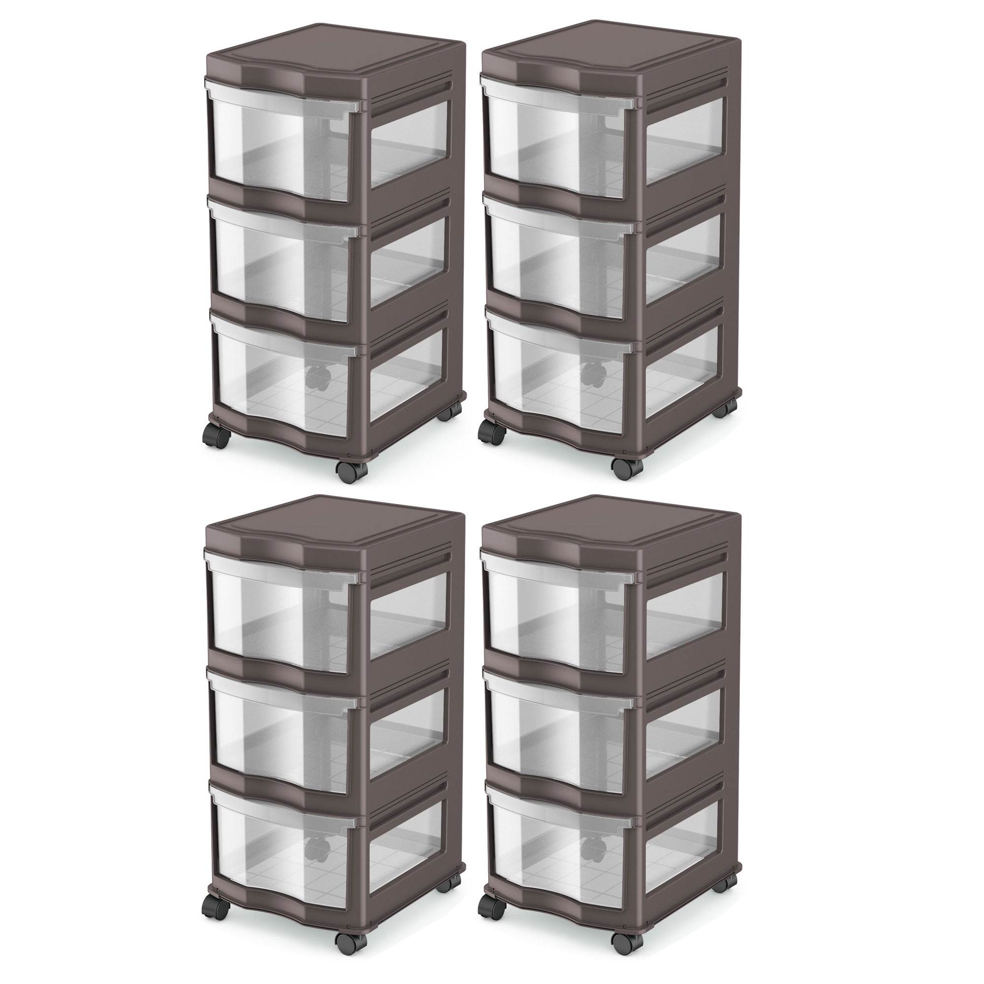 Life Story Classic 3 Shelf Storage Organizer Plastic Drawers, Gray (4