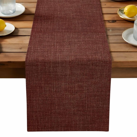 Dark Brown Cotton Linen Table Runner for Dining Kitchen, Vintage Country Monochrome Chocolate Color Wedding Outdoor Party Tablerunners Decoration, Dresser Scarf Coffee Tablecloth Runners 13x70 Inches