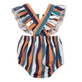 thumbnail image 6 of Styles I Love Infant Baby Girls Colorful Stripes Ruffle Cross Back Romper Sunsuit Sleeveless Jumpsuit Spring Summer Outfit (100/9-12 Months), 6 of 6