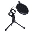 thumbnail image 3 of Soporte para trípode de micrófono, soporte de choque para micrófono de escritorio, Clip con cubierta de explosión para teléfono, canto, transmisión en vivo, negro, 3 of 14